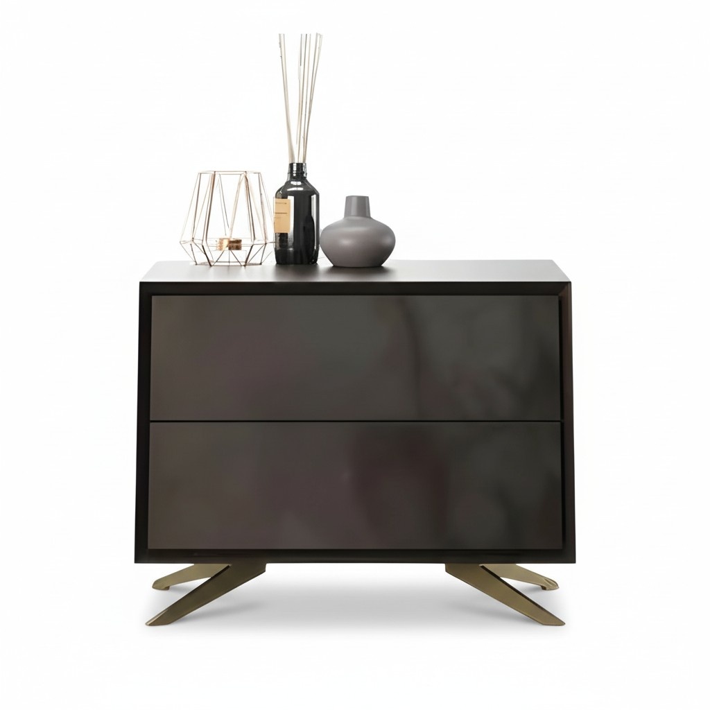 Grauer Nachttisch aus Holz modern eleganter Stil