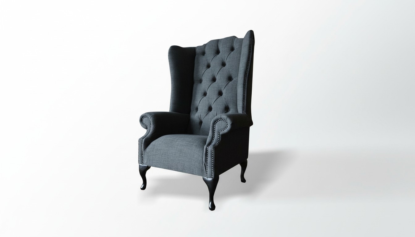 Grauer Sessel Chesterfield Design Polster Sofa Couchen Sofas Textil Möbel Neu