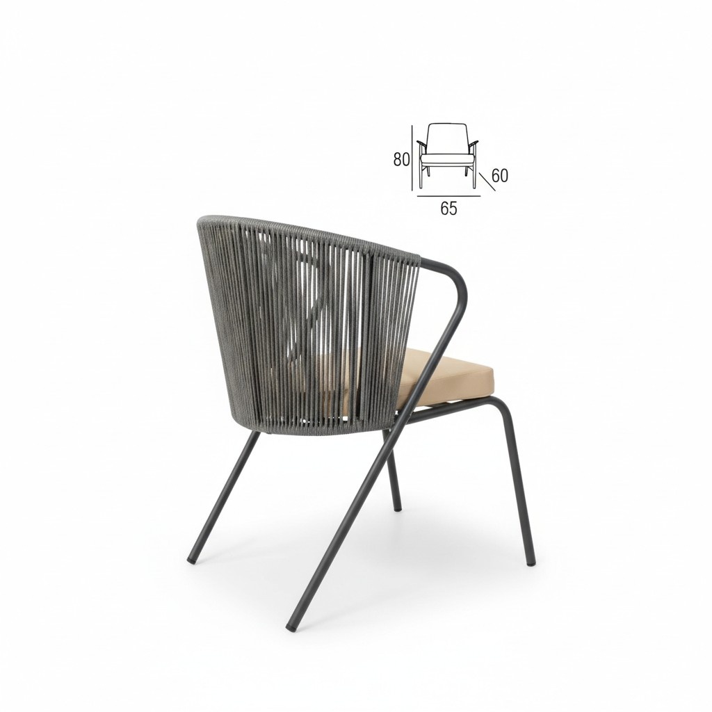 Grauer Stuhl mit einem weichen Sitz aus rostfreiem Stahlbein rund zurück Neu