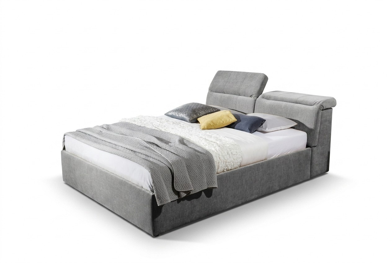 Graues Bettgestell Bett Ehe Doppel Betten Design Polster Schlafzimmer