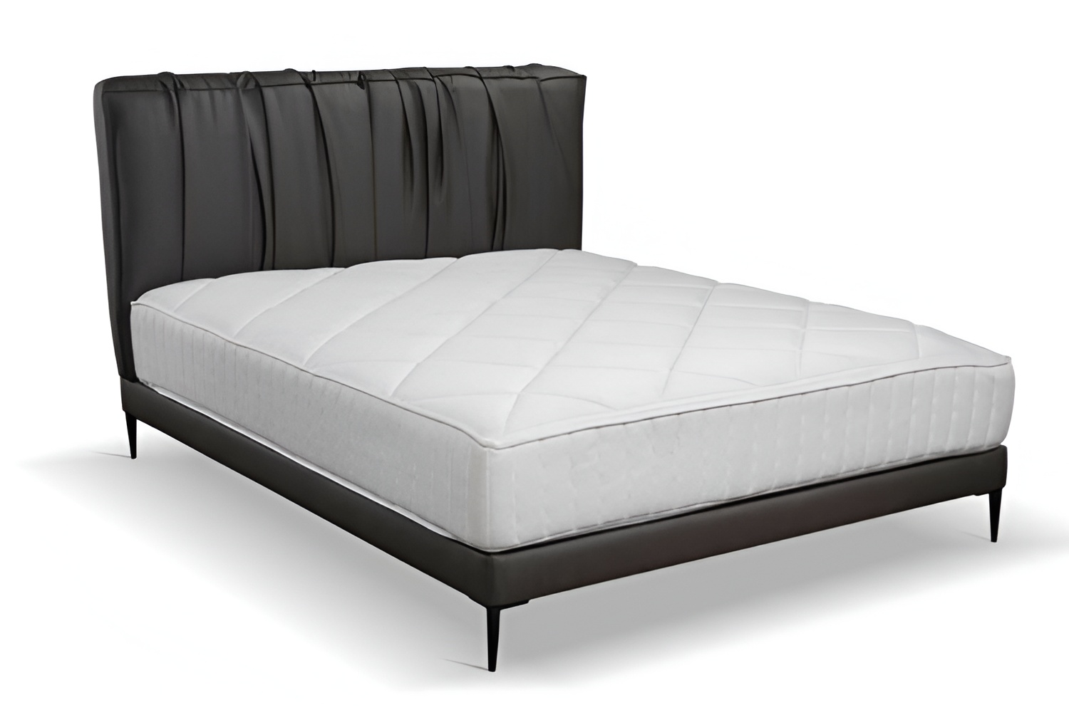 Graues Doppelbett Polster Betten Bettkasten Design Eleganter Stoff Bett