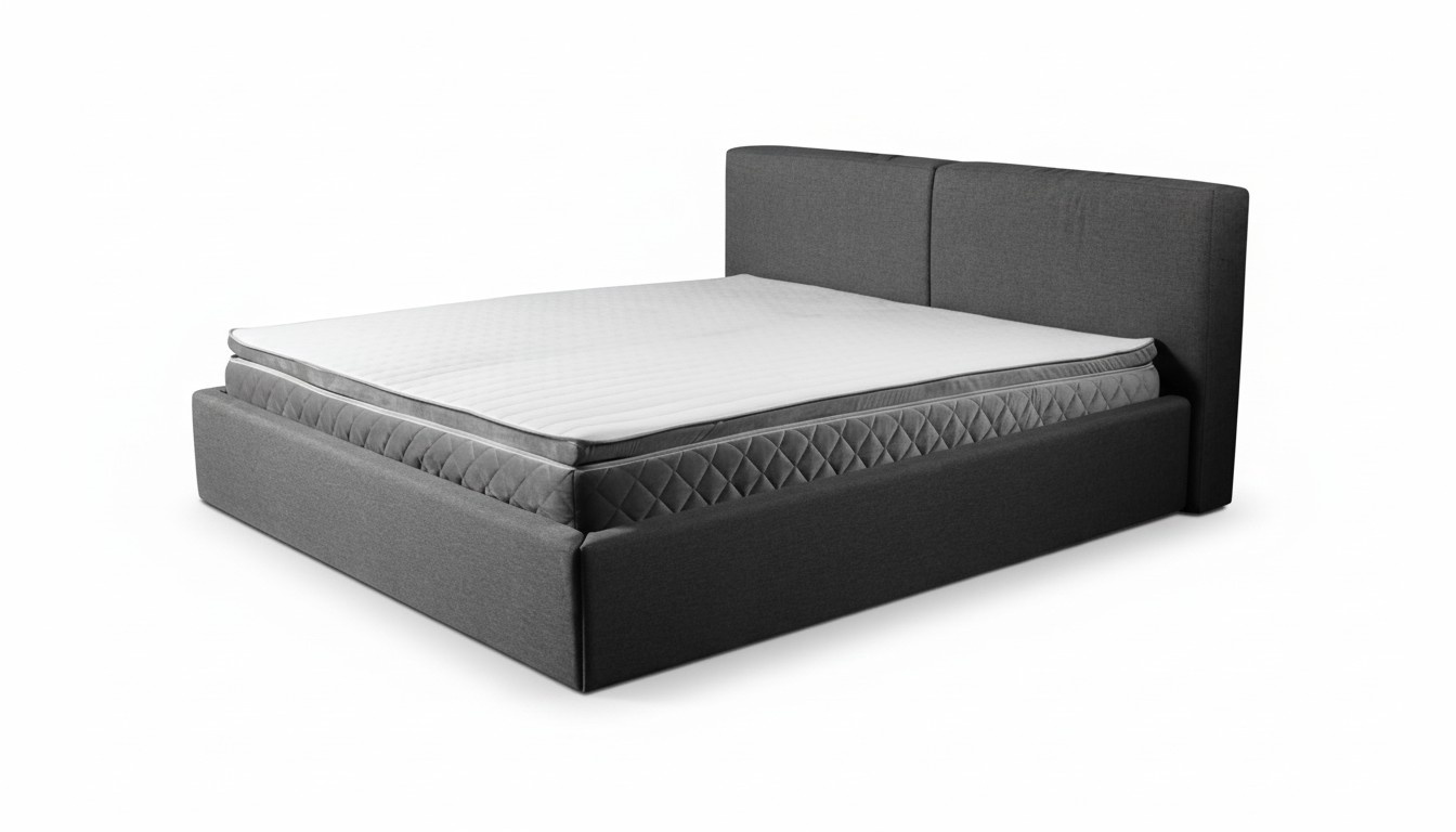 Graues Doppelbett Polster Betten Bettkasten Design Eleganter Stoff Bett