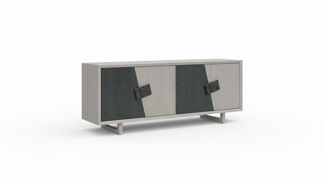 Graues Sideboard Moderne Holz Kommode Wohnzimmer Möbel Designer Neu