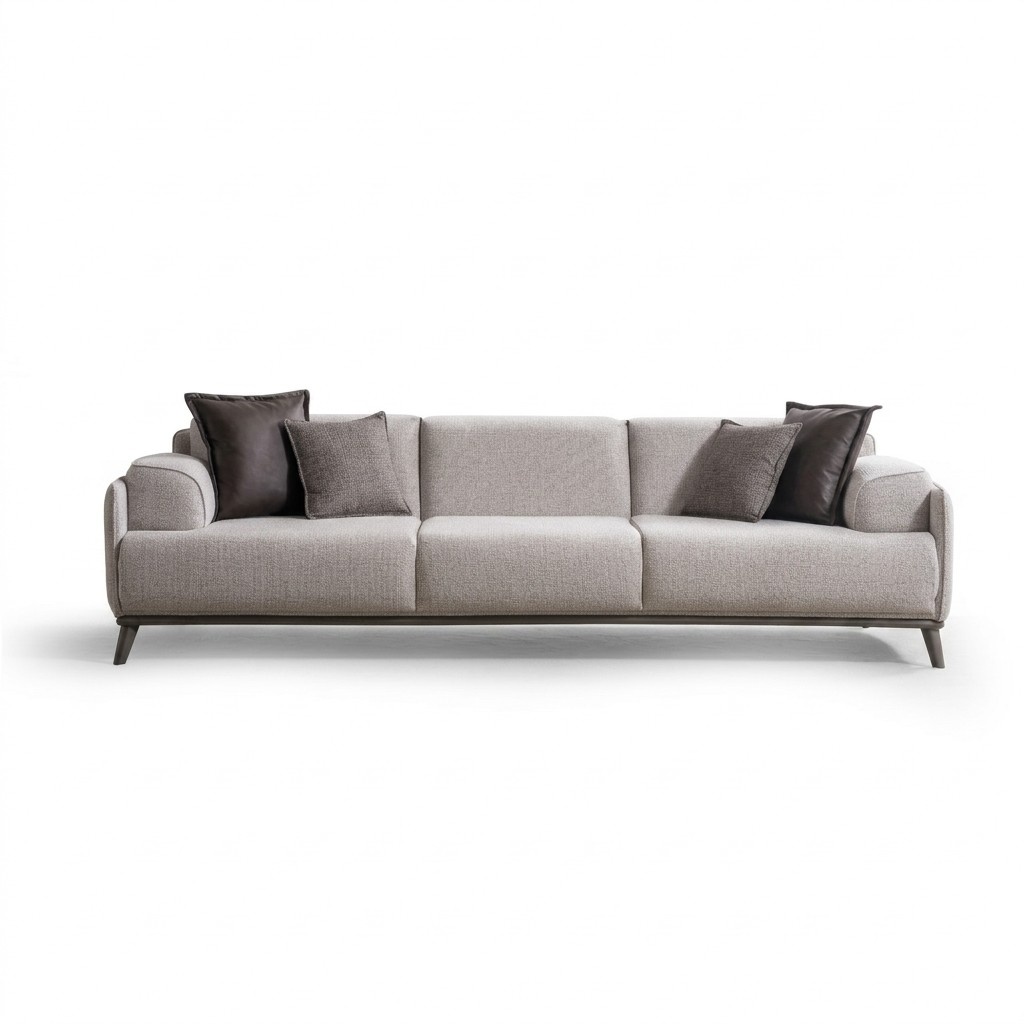 Graues Textil 3-Sitzer Sofa modern und stilvoll