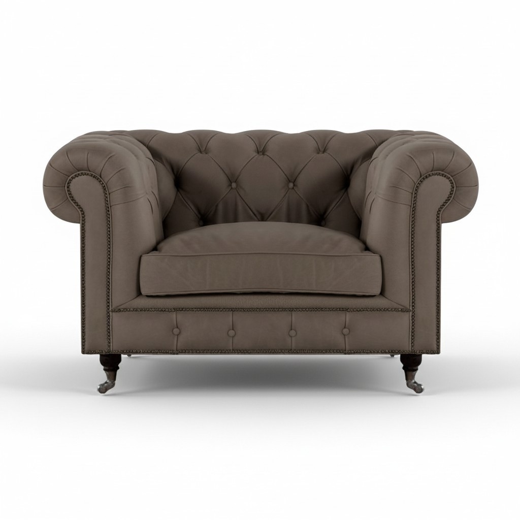 Grauner Chesterfield Polstersessel Designer Lehnsessel Moderner Einsitzer