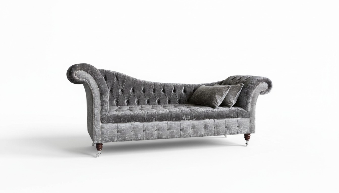 Graue Chesterfield Couch Sofa Polster 3 Sitzer Couchen Sitz Garnitur