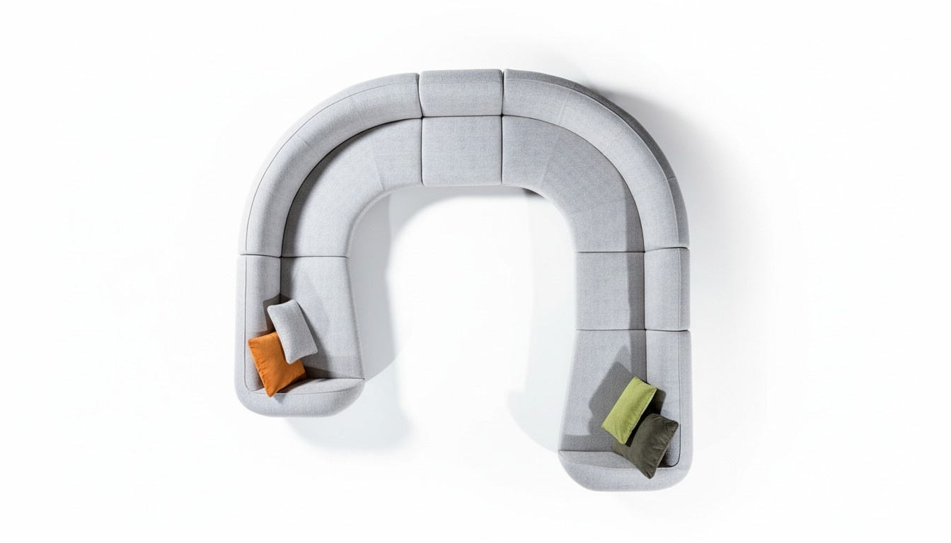 Große Graue U-Form Couch Wohnzimmer Set Luxus Sofas Moderner Stil