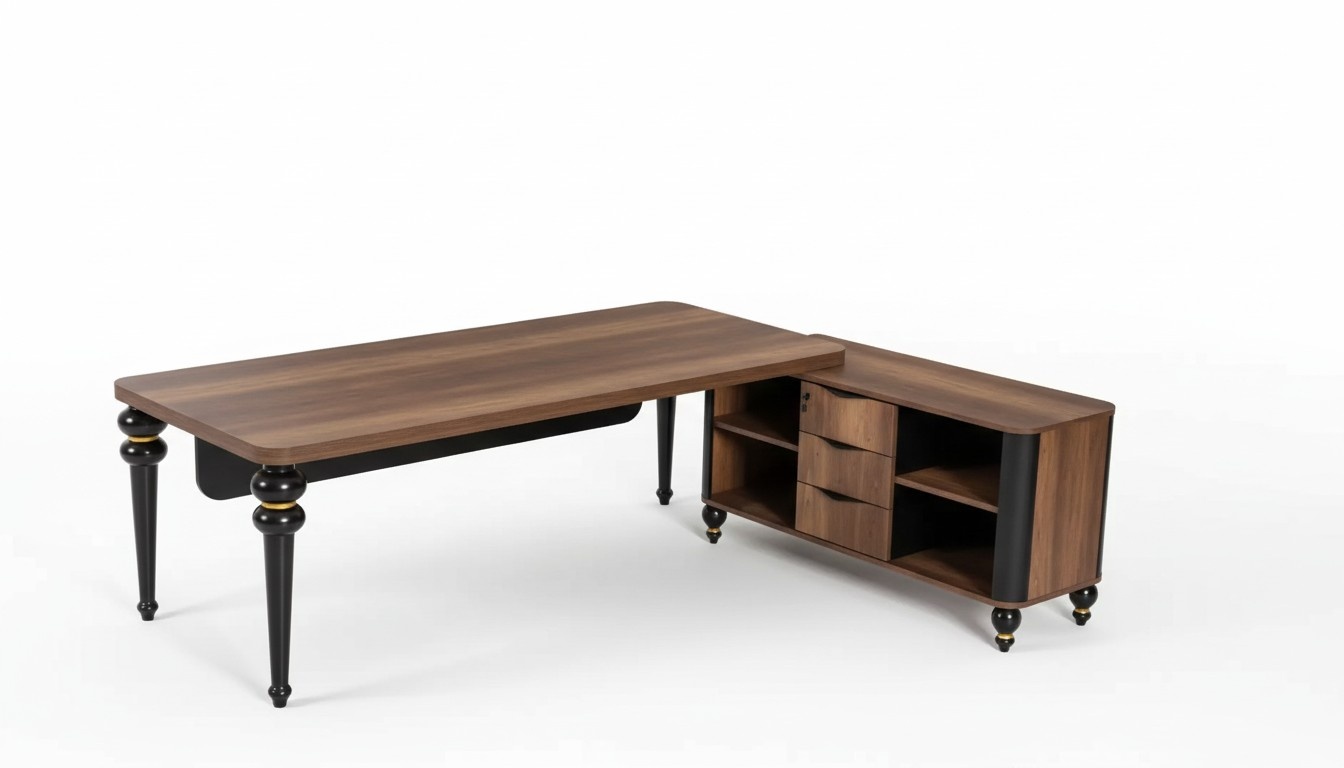 Großer Holz Eckschreibtisch Arbeitszimmermöbel Chef Tische Holzmöbel