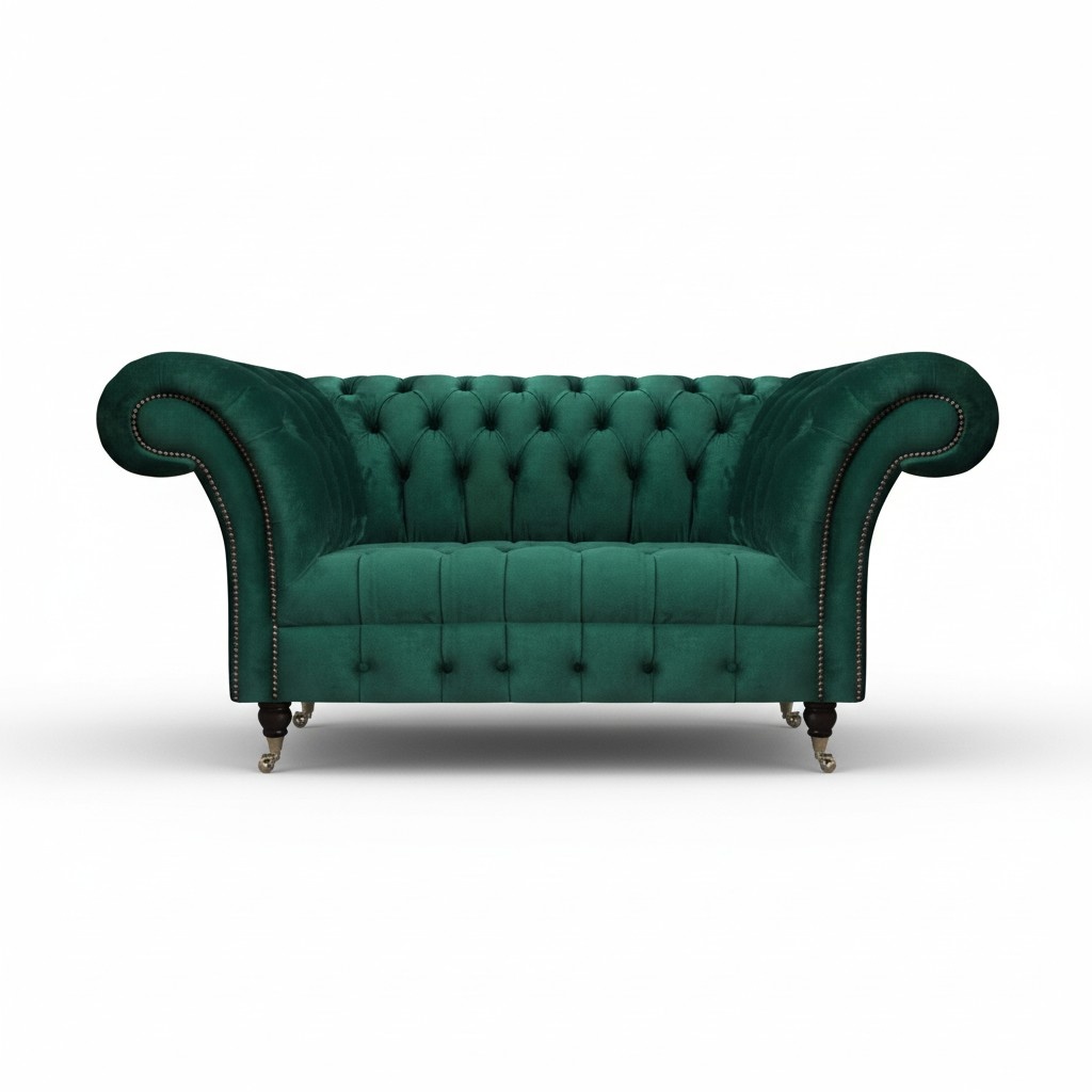 Grüne Chesterfield Polstercouch Designer Zweisitzer Edle Textil Möbel