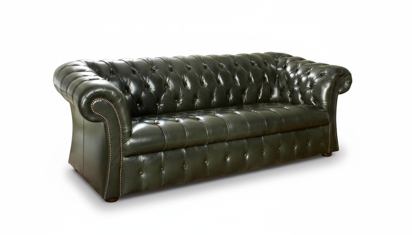 Grüne Chesterfield Sofa Couch Polster Stoff Leder Couchen Polster