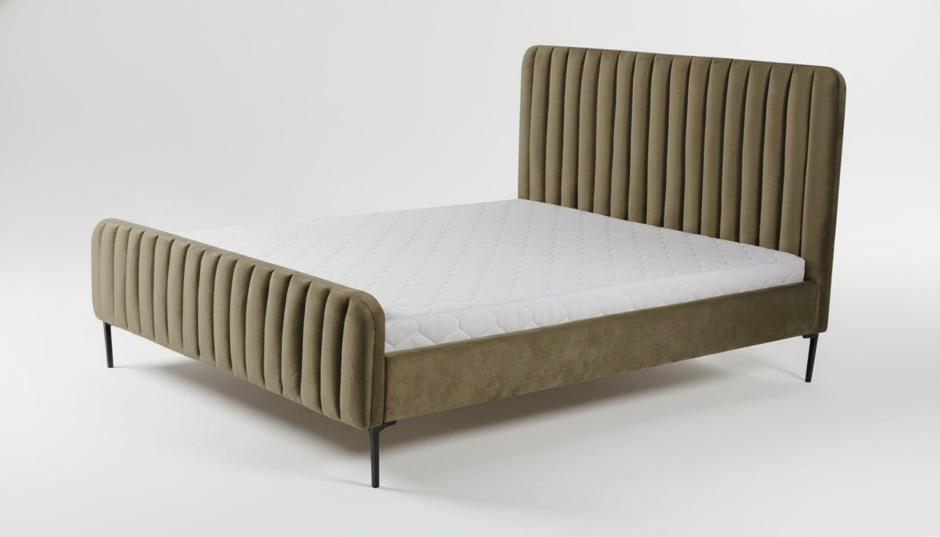 Grünes Doppelschlafzimmer Holzmöbel Design elegant Stoff klassische Möbel