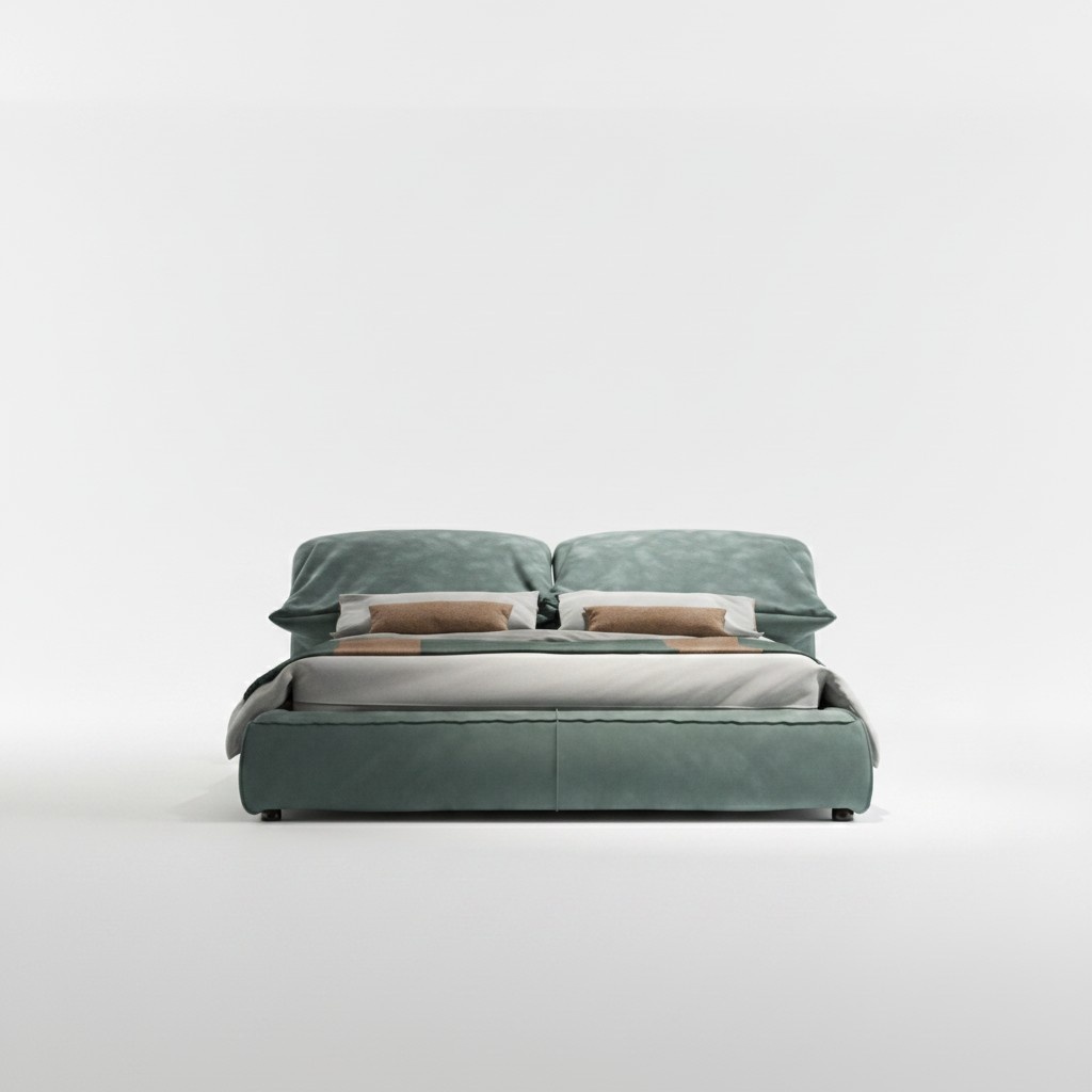 Grünes Schlafzimmer Bett Designer Doppelbett Luxus Material Holzgestell