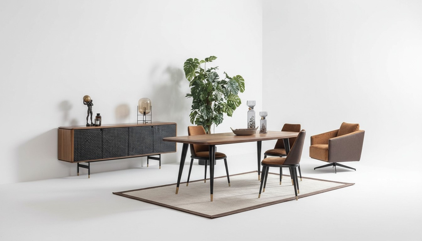 Gruppe Essganitur Esstisch 4x Stühlen Anrichte Möbel Es Esszimmer