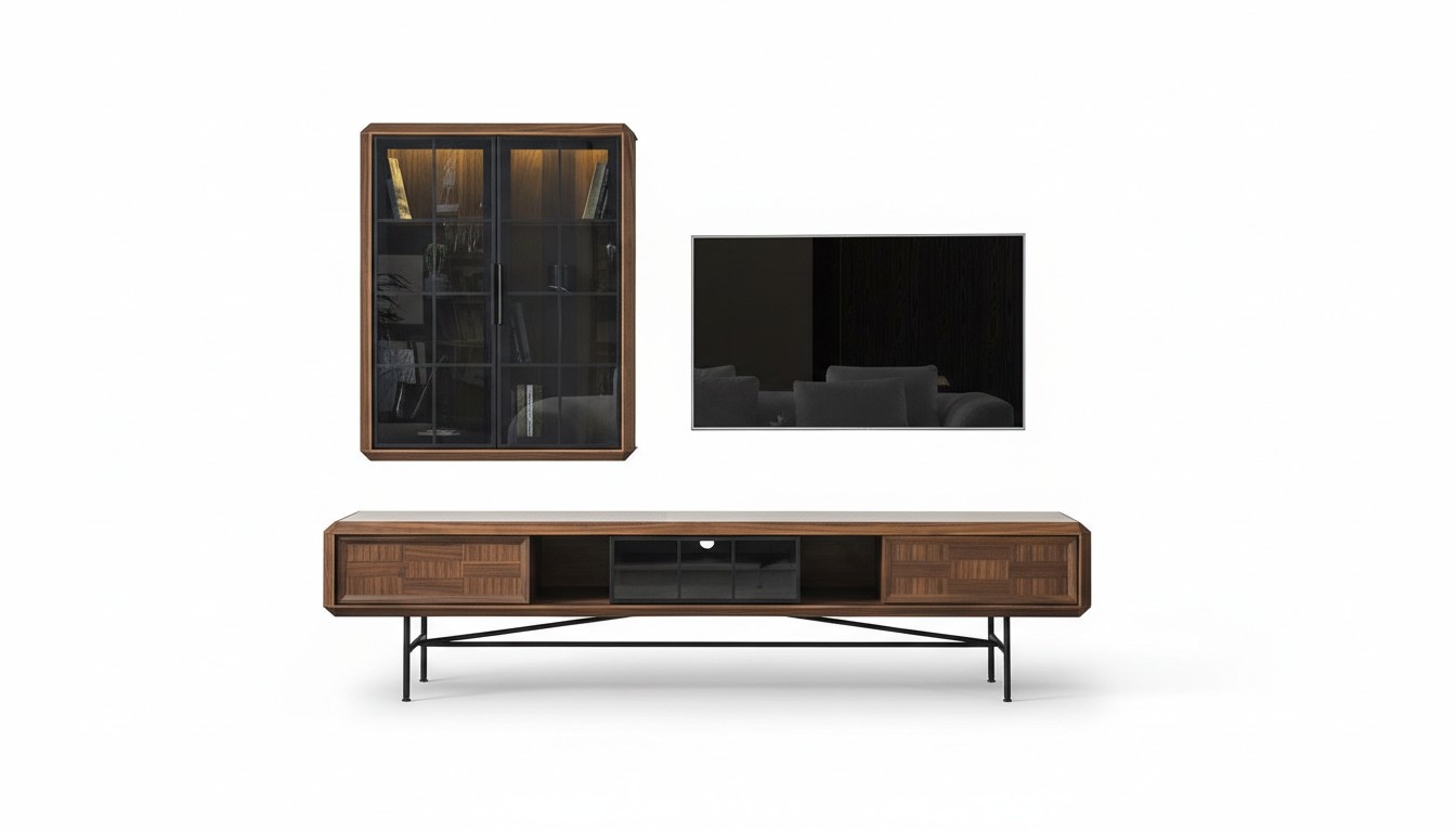 Gruppe RTV Lowboard TV Ständer Sideboard Schrank 2tlg Holz Braun Regal