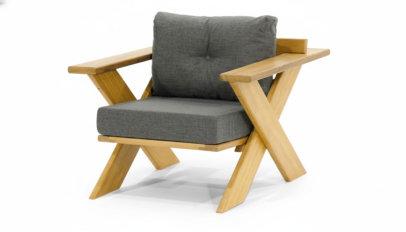 Hellbeiges Holzgestell Designer Polstersessel Edle Sitzstühle Sitzkissen