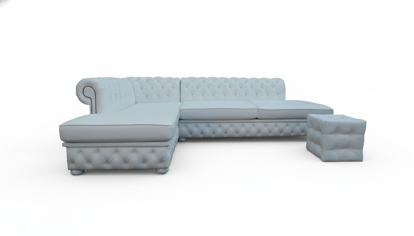 Hellblau Ecksofa Hocker Big Textil Stoff Chesterfield Sofas Sofas Möbel 2tlg.