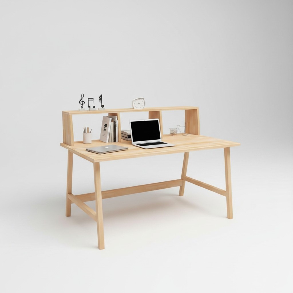 Hellbrauner Arbeitstisch Robuste Büromöbel Designer Holz Schreibtische