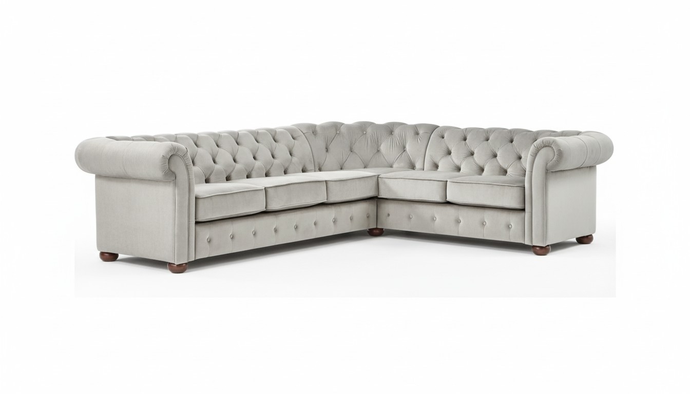 Hellgrau Ecksofa Chesterfield Kreative Möbel Neu Wohnzimmer Modern Design Sofa