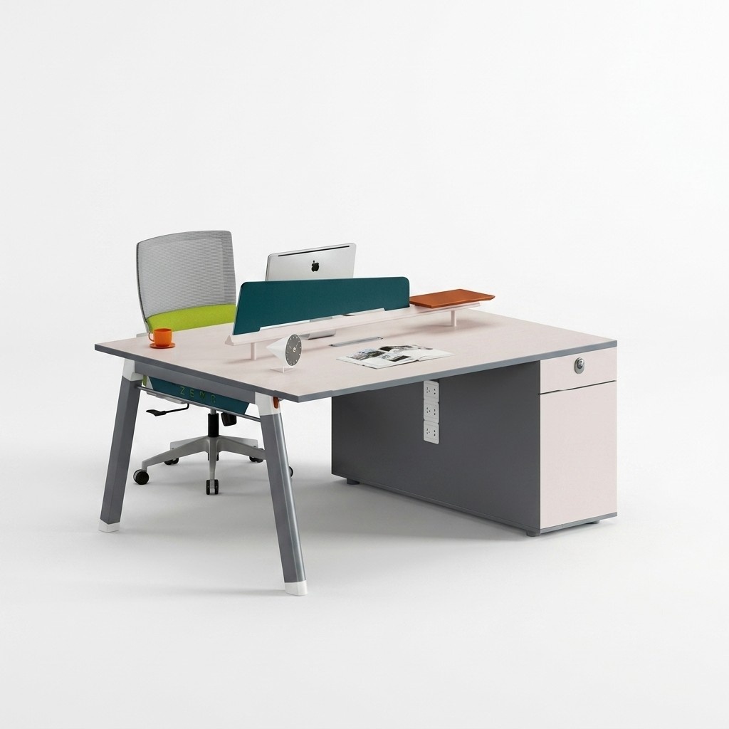 Hellgrauer Bürotisch Designer Arbeitszimmer Möbel Luxuriöser Edler Tisch