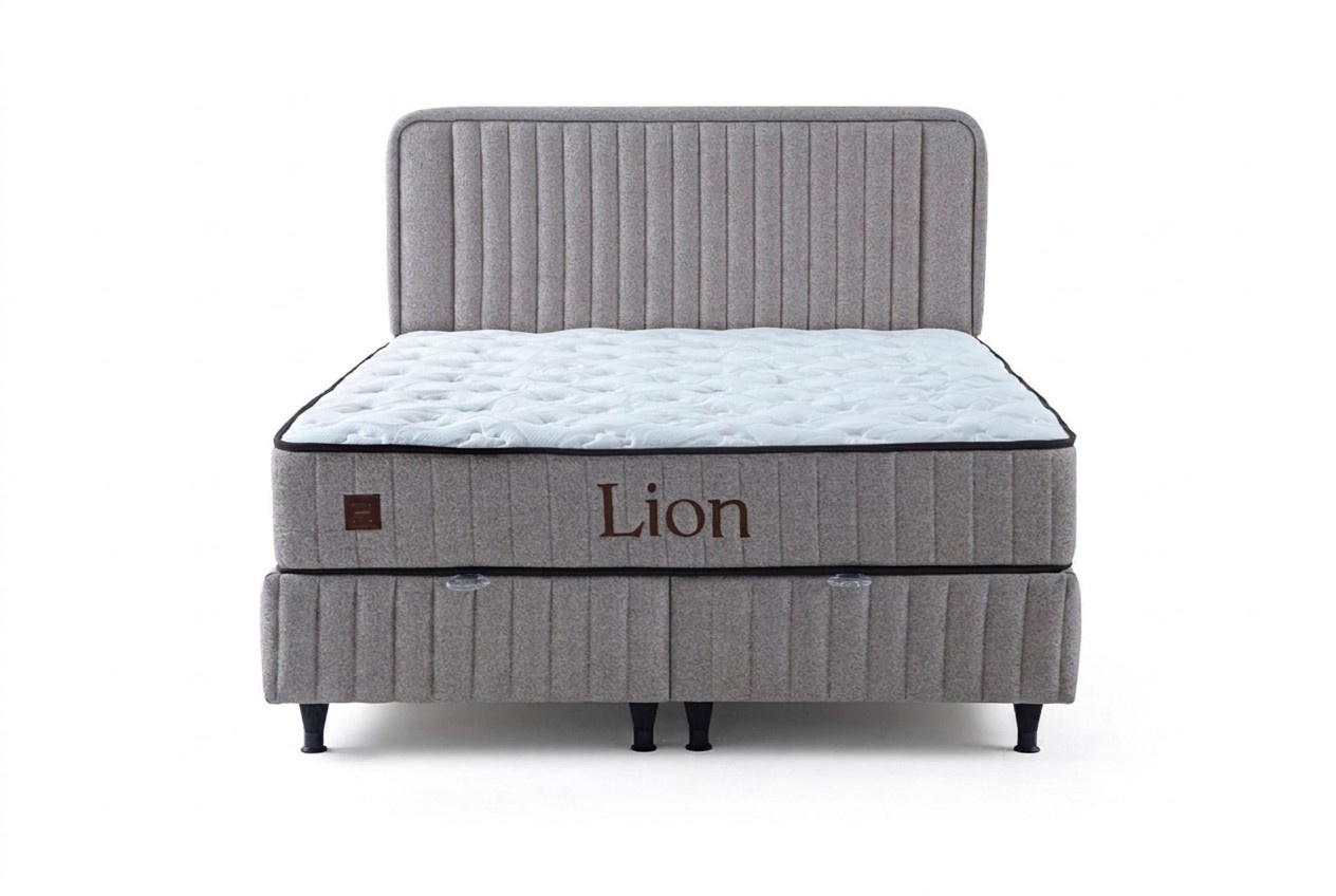 Hellgraues Doppelbett Schlafzimmer Designer Möbel Stilvolles Polsterbett