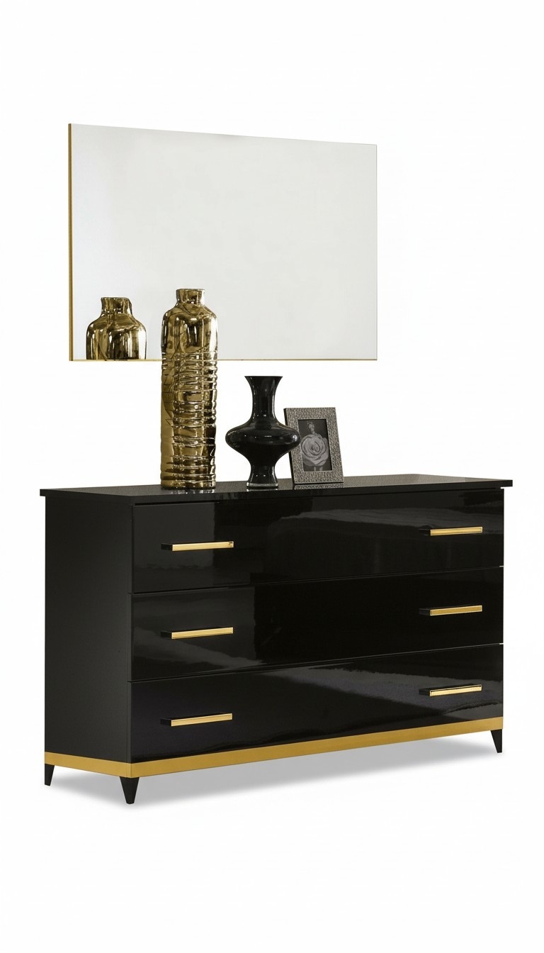 Hochglanz Kommode Kommoden Schrank Holz Spiegel Anrichte Konsole