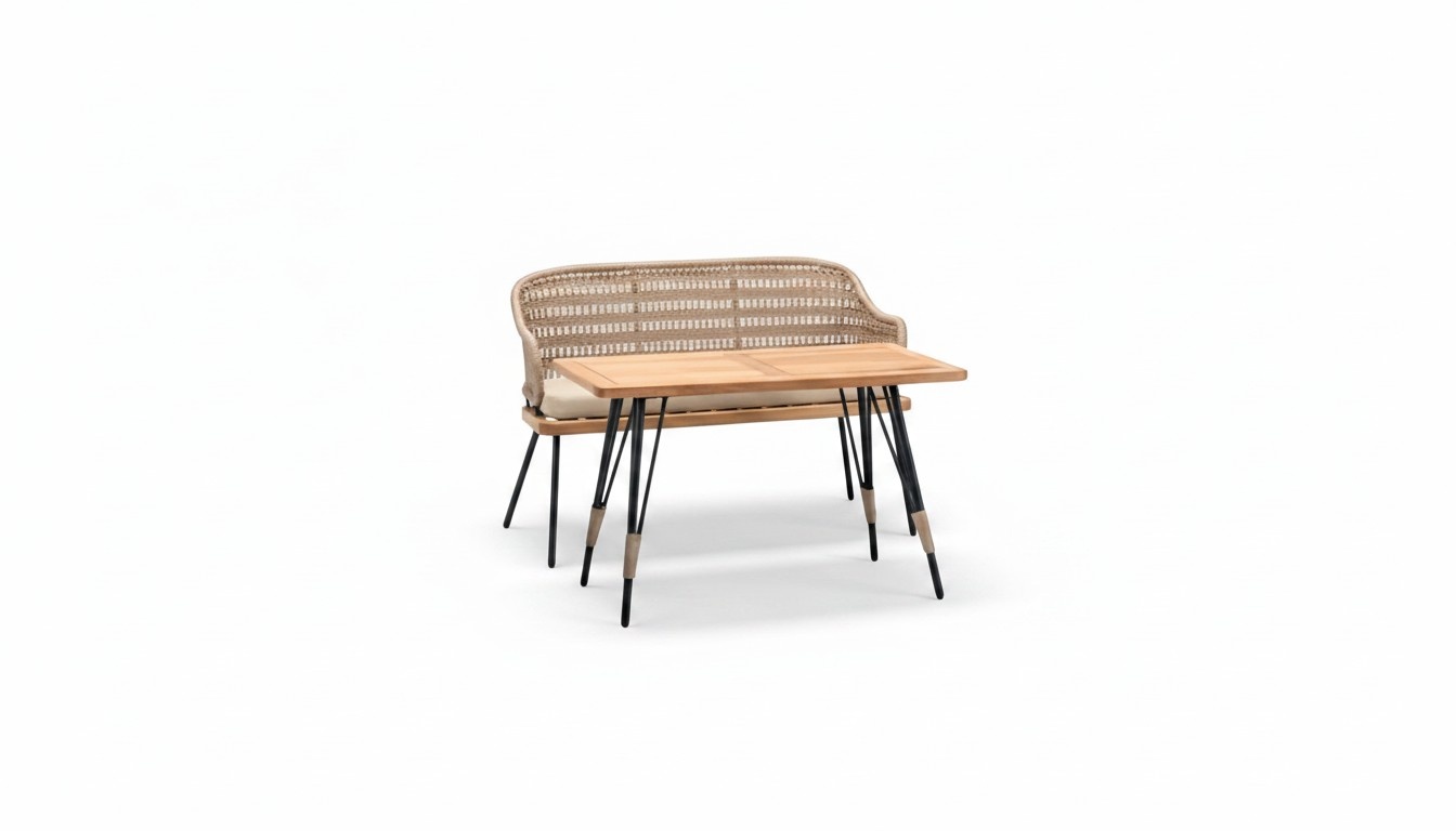 Hochwertig Garnitur Sofa 2 Sitzer Couchtisch Rattan Sofas Tisch Luxus Modern