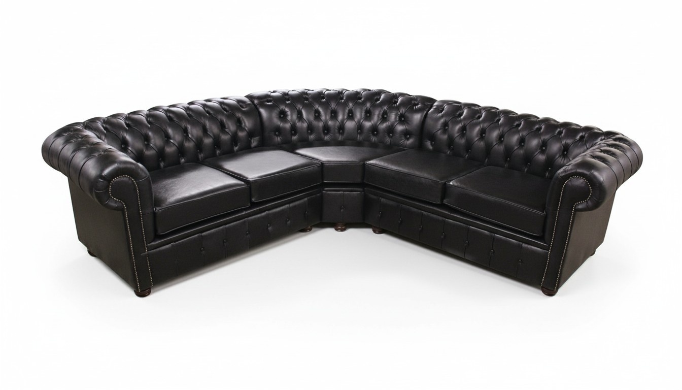 Hochwertige Leder Sofa Chesterfield Couch Polster Eck Garnitur Stoff