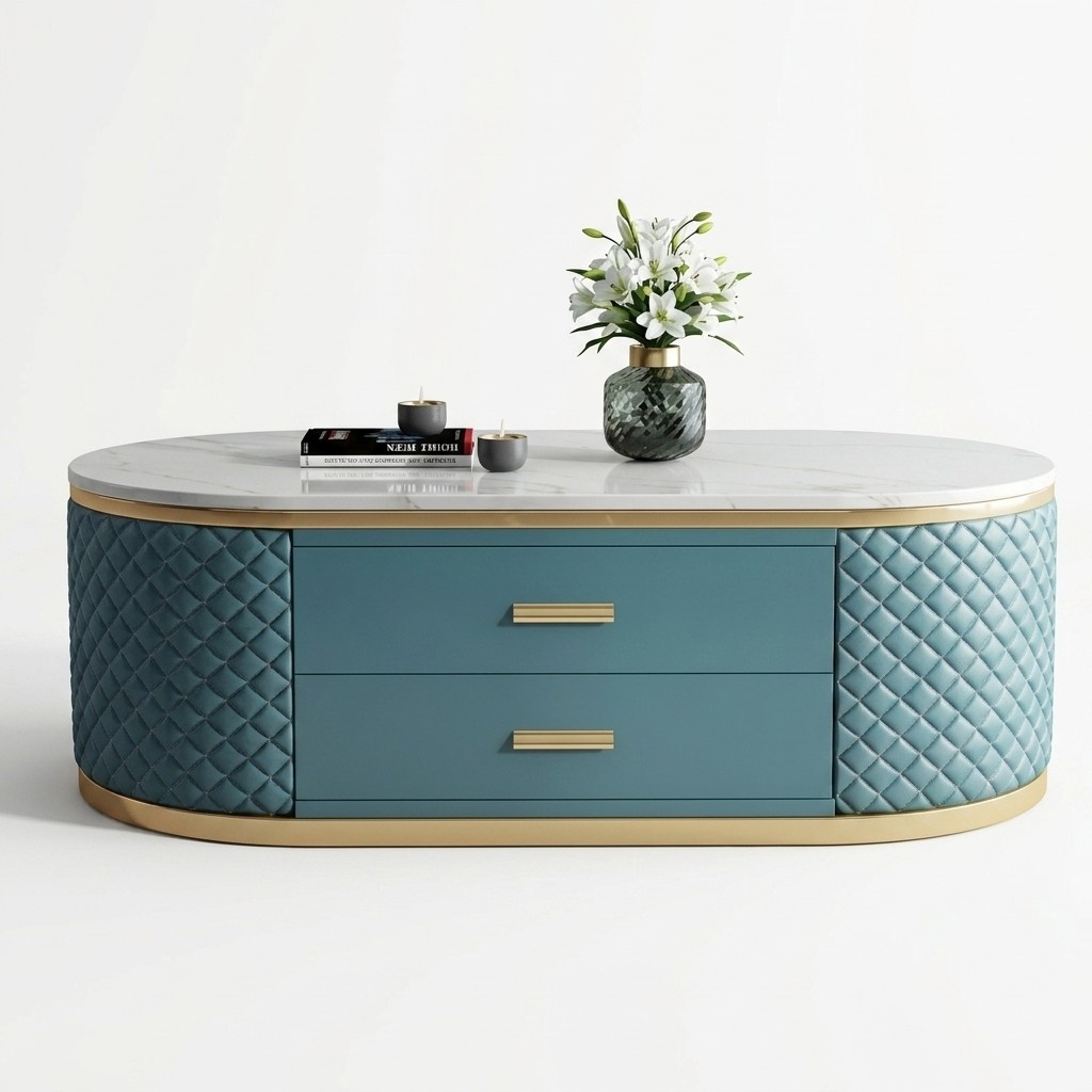Hochwertige Wohnzimmer CouchTische - Oval Designer Edelstahl Tisch