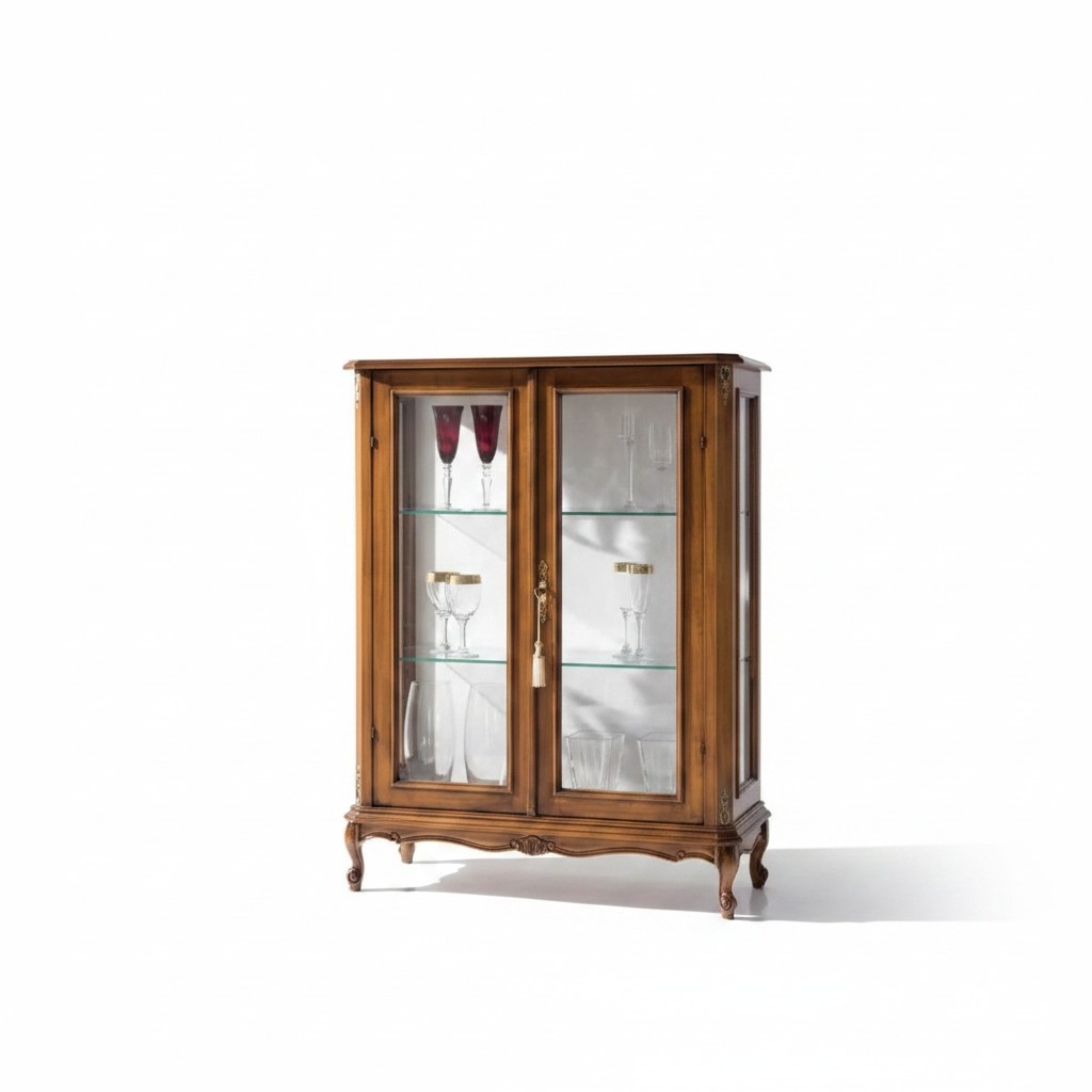 Hochwertiger Holzschrank braun Möbel klassischer Stil Schrank Vitrinen