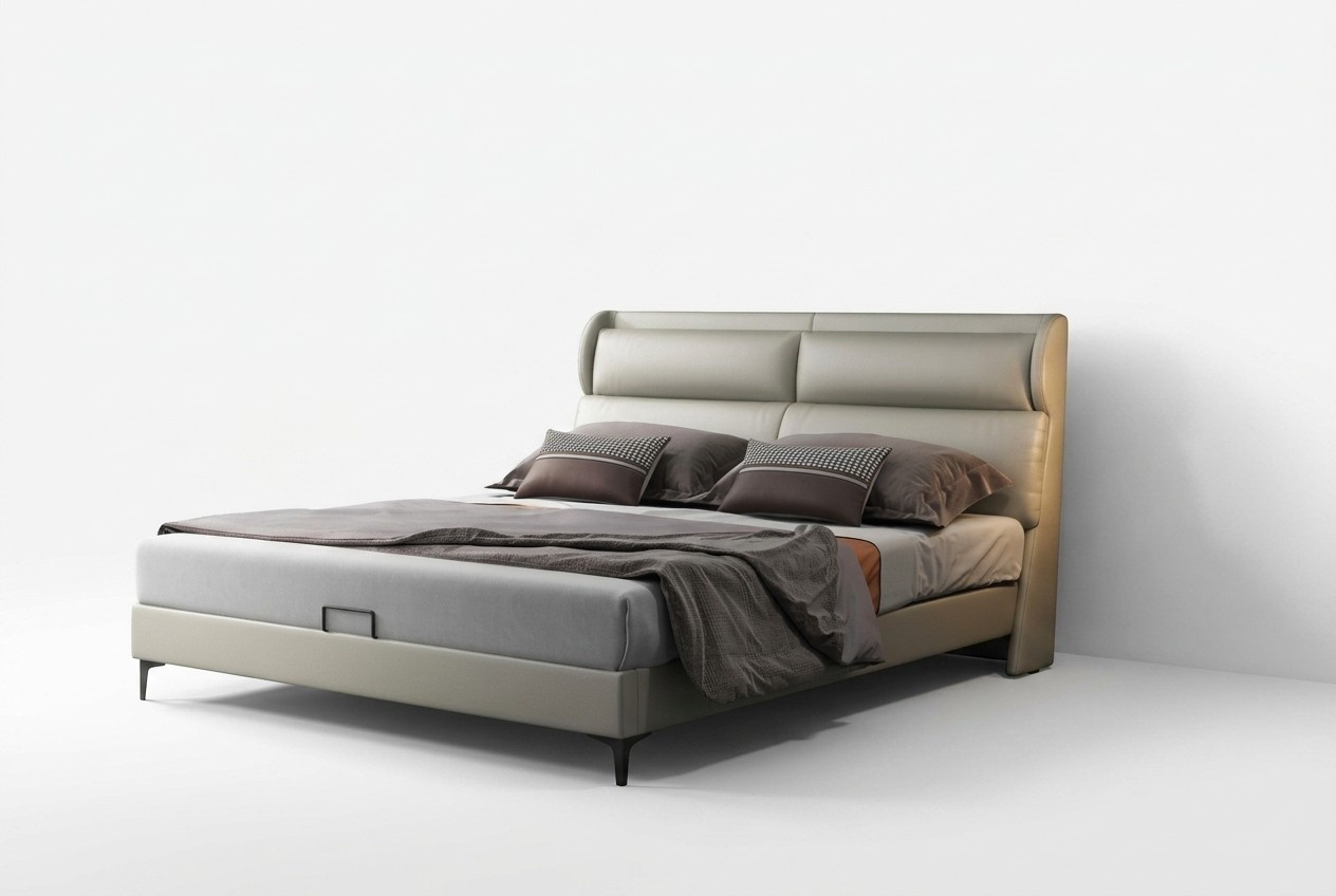 Hochwertiges Luxus Doppel Bett Betten Polster Design Ehe Hotel Leder