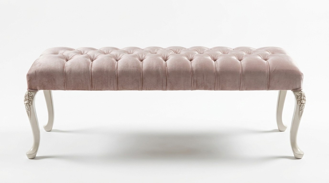 Hocker Polster Sitz Design Textil Relax Luxus Sitzbank Stoff Chesterfield