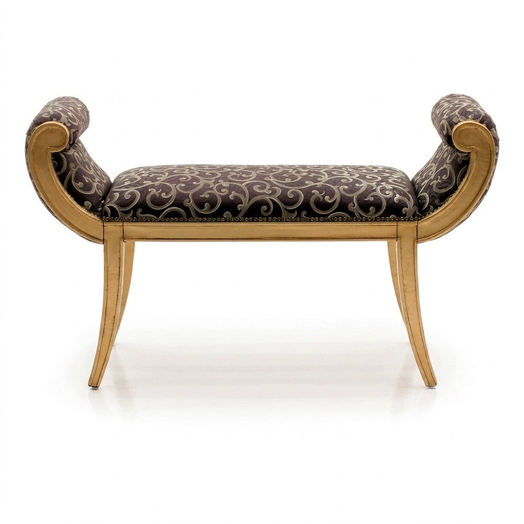 Hocker Polsterhocker Fuß Ablage Möbel Wohnen Sitzbänke Sitz Textil Klassisch