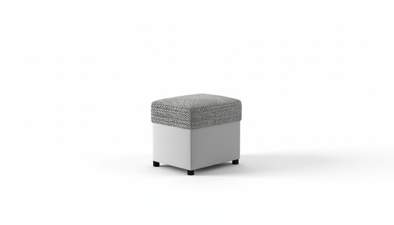 Hocker Polsterhocker Fuß Ablage Möbel Wohnen Sitzbänke Sitz Textil Grau Design