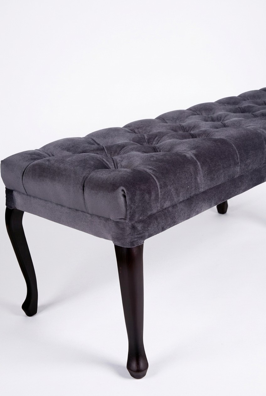 Hocker Sessel Fernseh Design Polster Fußhocker Chesterfield Textil Neu