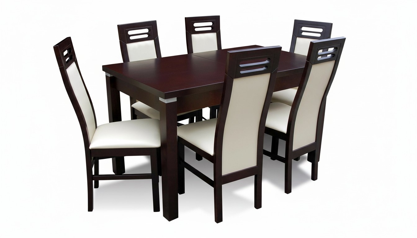 Holz Designer Ess Tisch + 6 Stühle Set Garnitur Zimmer Gruppe 7 tlg. Tische Neu