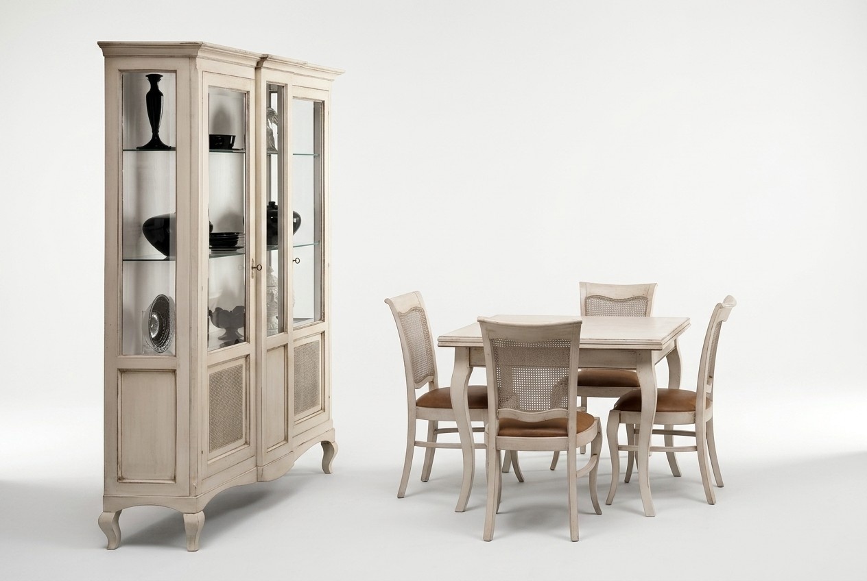 Holz Vitrinen Glas Schrank Echtholz Anrichte Vitrine Wohnzimmer
