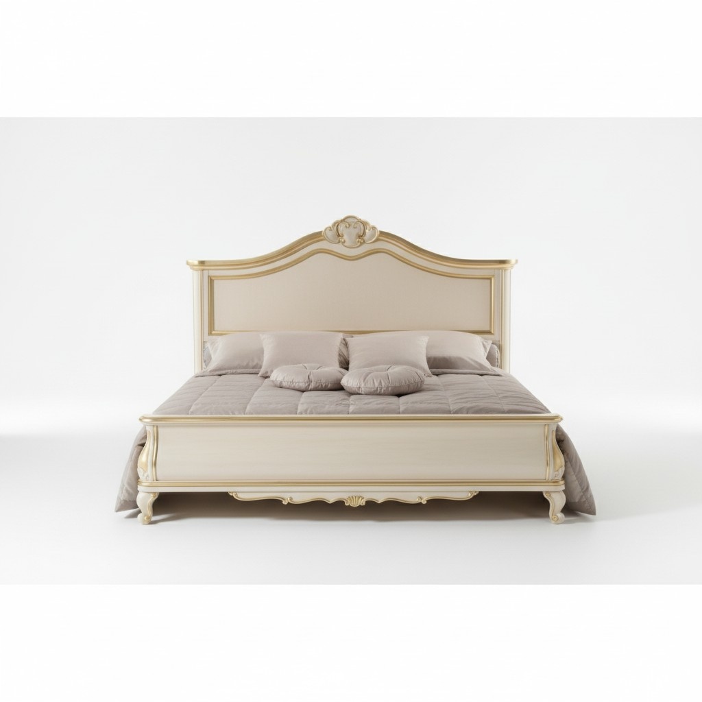 Holzdoppelbett Luxusdesign Schlafzimmermöbel Klassisch Beige