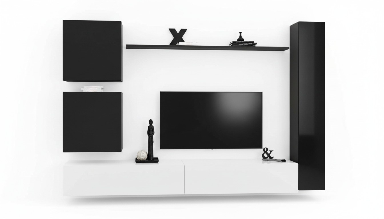 Holzmöbel Wohnwand Modernes Schwarz Möbel TV-Ständer Einrichtung Sideboard