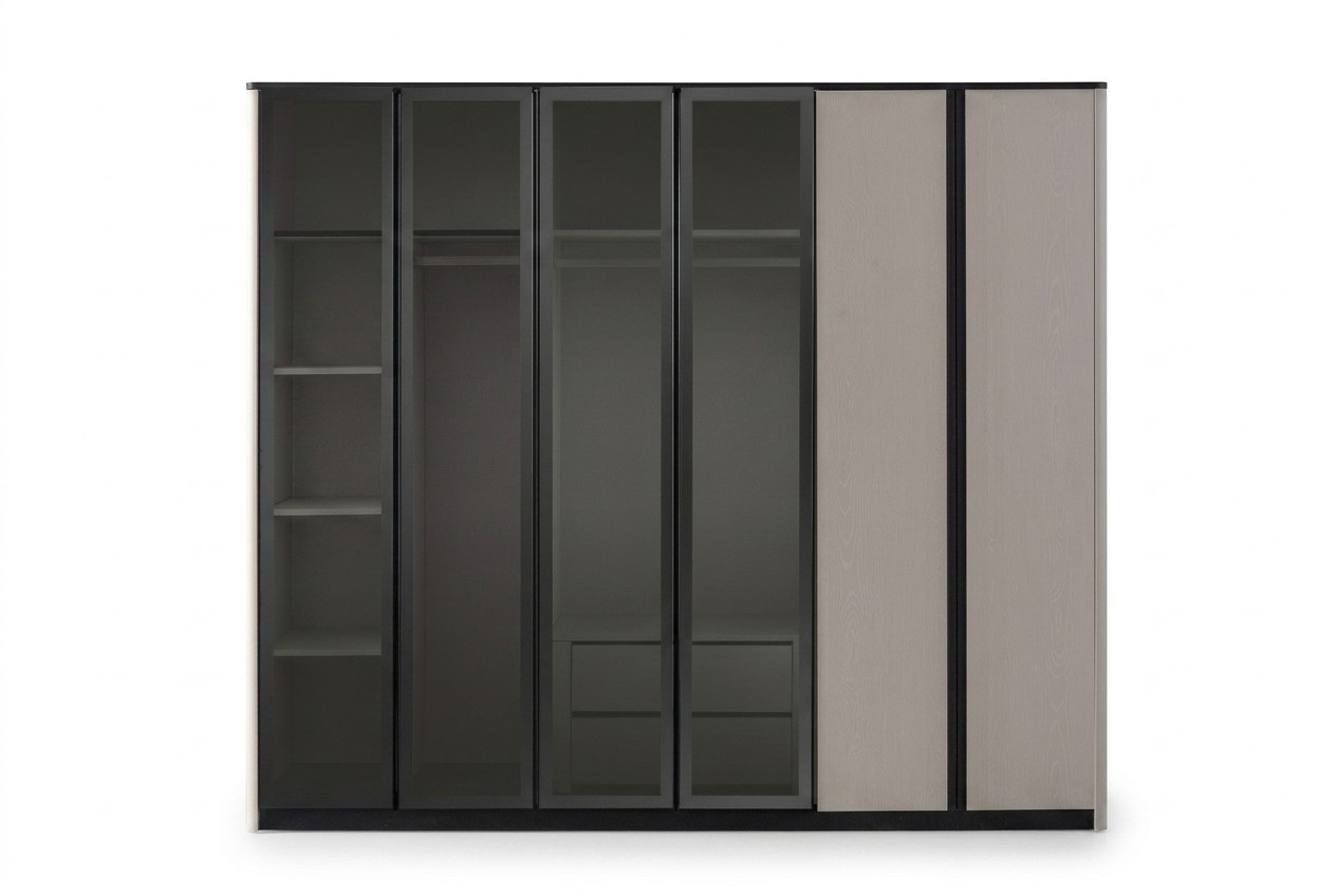 Holzschrank Schrank Kleiderschrank Garderobenschrank Moderne Grau