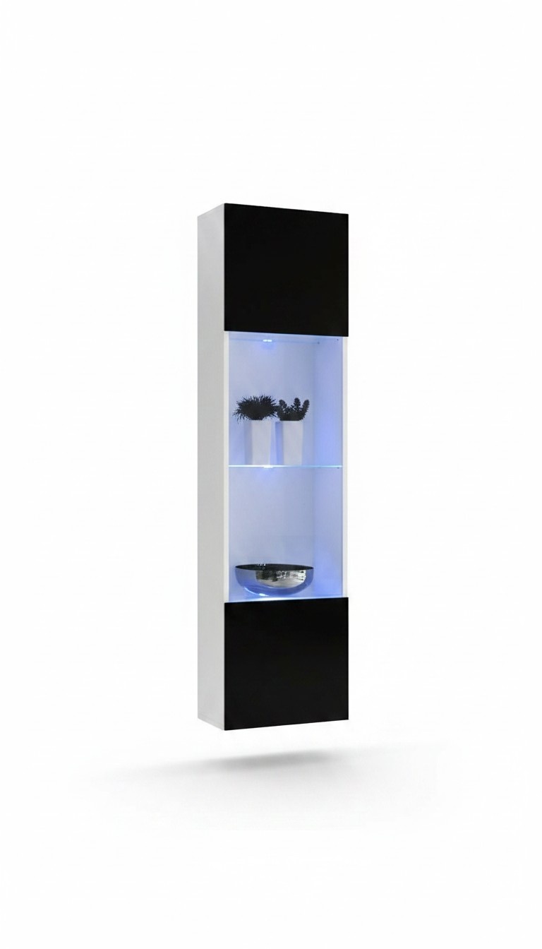 Holzvitrine Hänge Vitrine Wohnzimmer Möbel Design Weiß Modern Einrichtung