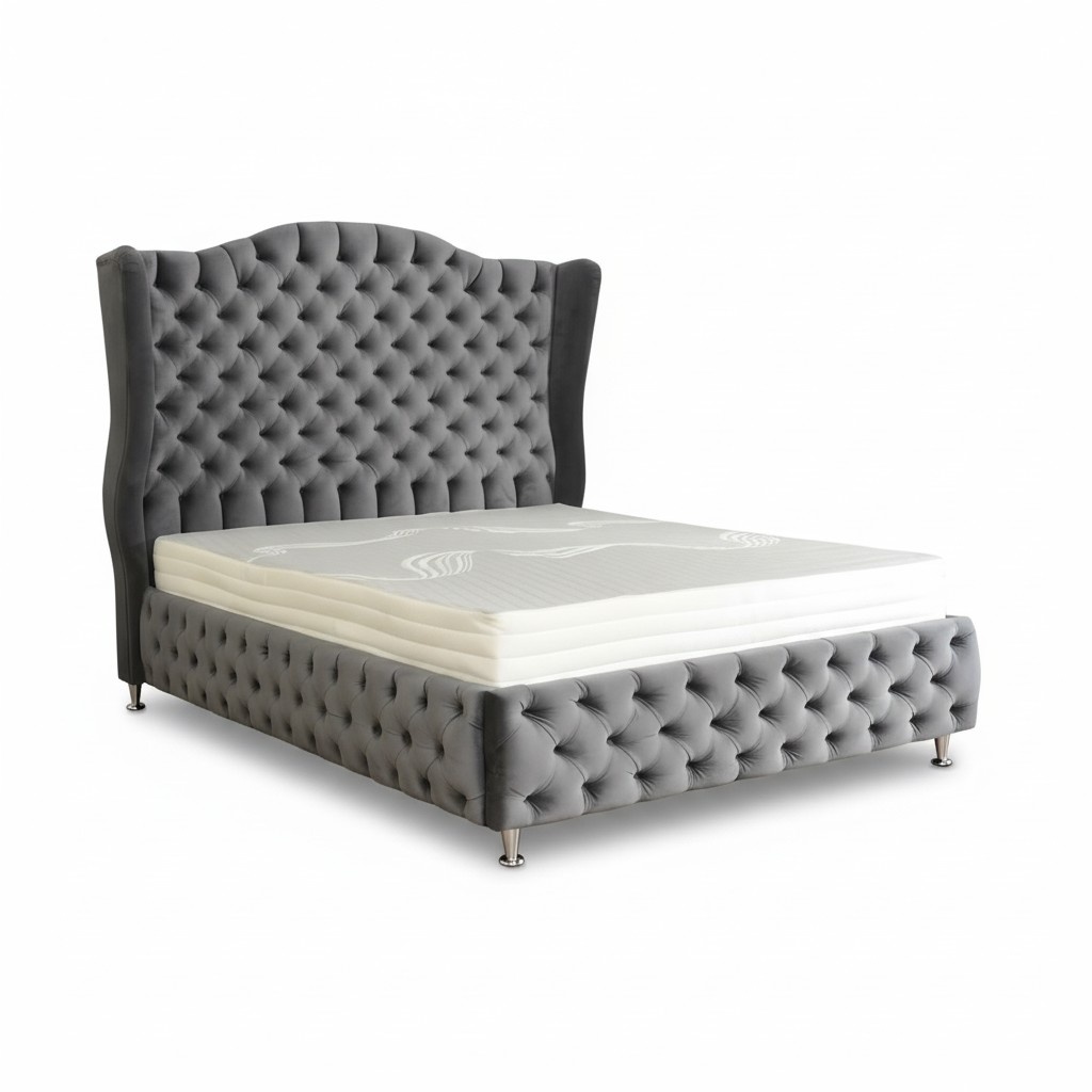 Hotel Polster Doppel Betten Chesterfield Bix XXL Samt Textil Bett Edles