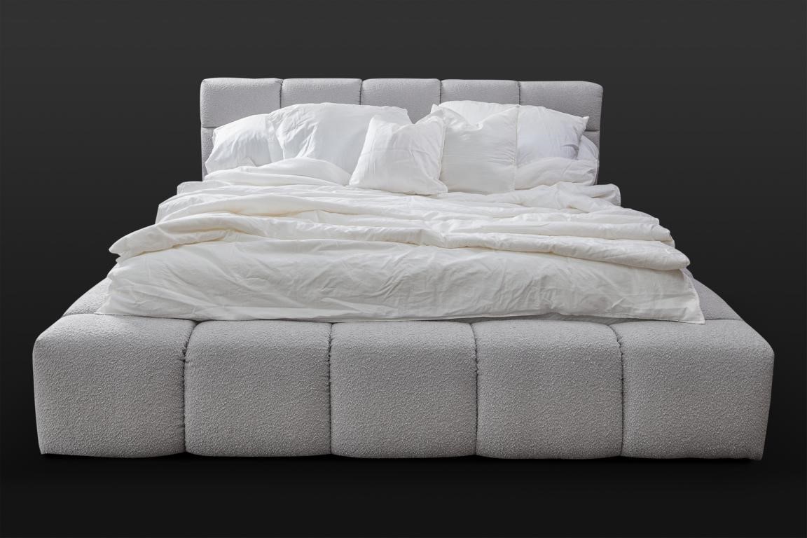 Bett grau Doppel Schlafzimmer Luxus Design elegant Polsterung Stoff neu
