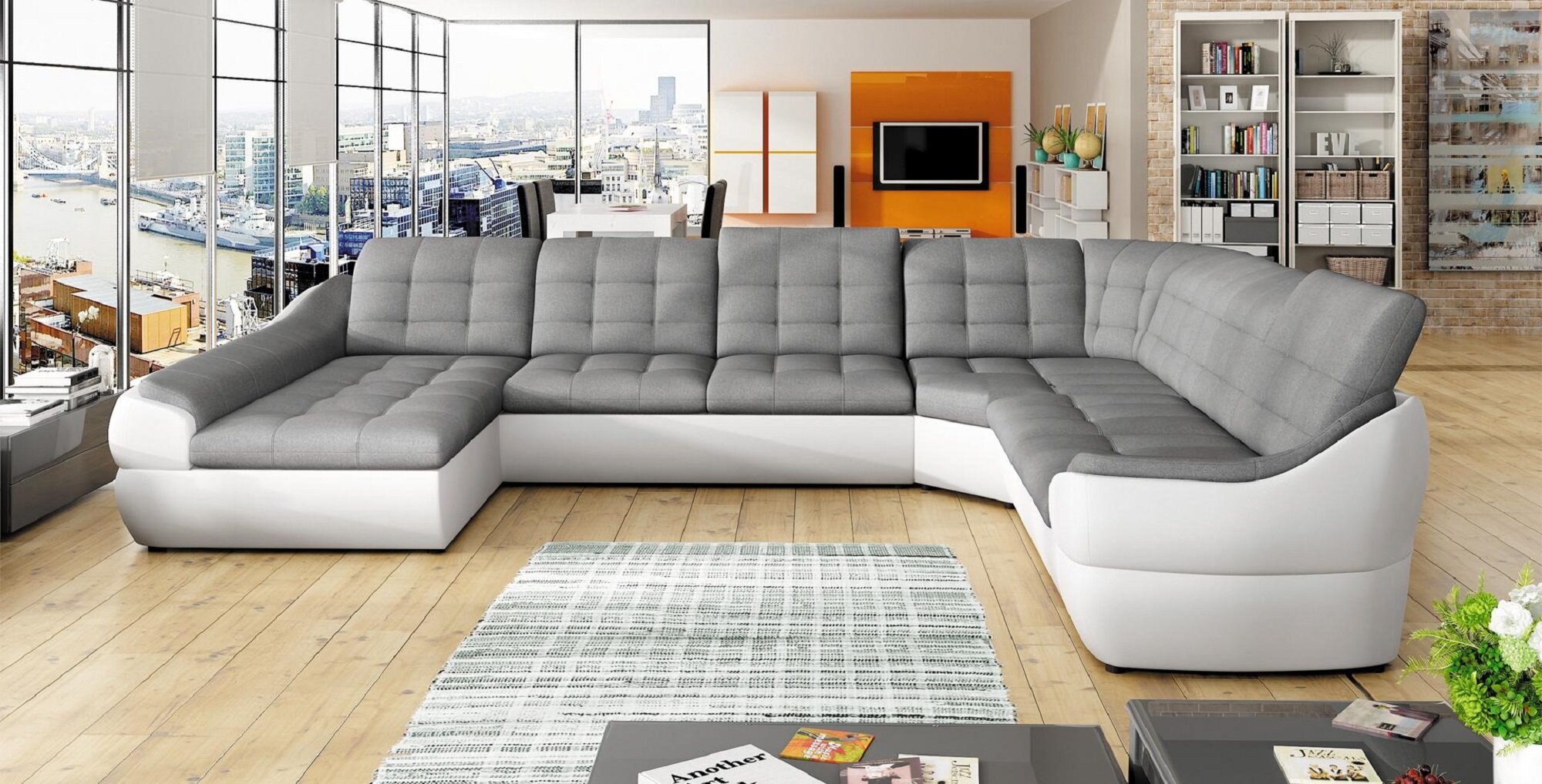 Sofa Schlafsofa Wohnlandschaft mit Bettfunktion + Bettkasten Ecksofa U Couch !!!
