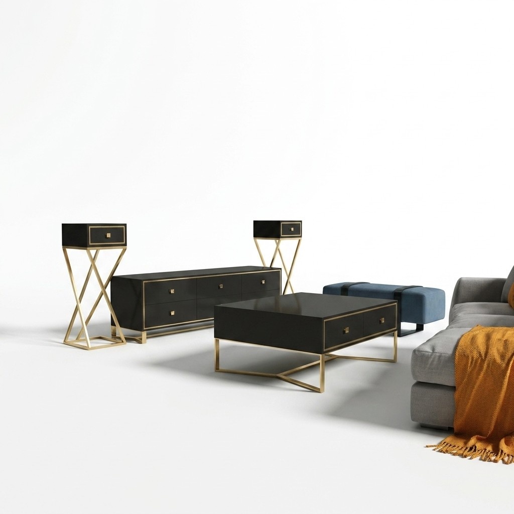 Italienische Designer Möbel 2tlg. Set Kommode + Couchtisch Hochglanz