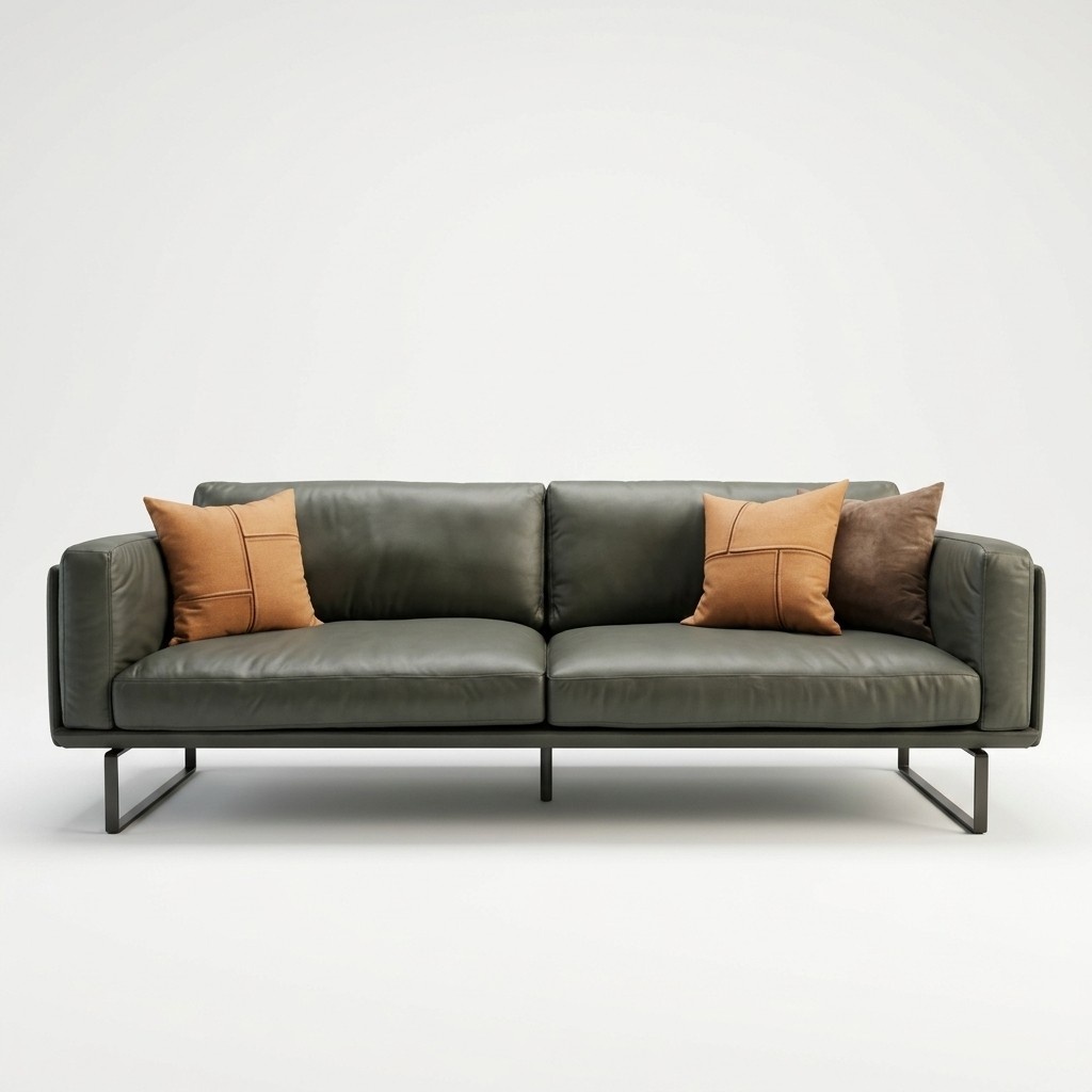 Italienische Designer Möbel Hochwertige Dreisitzer Couch Polster Leder Sofa