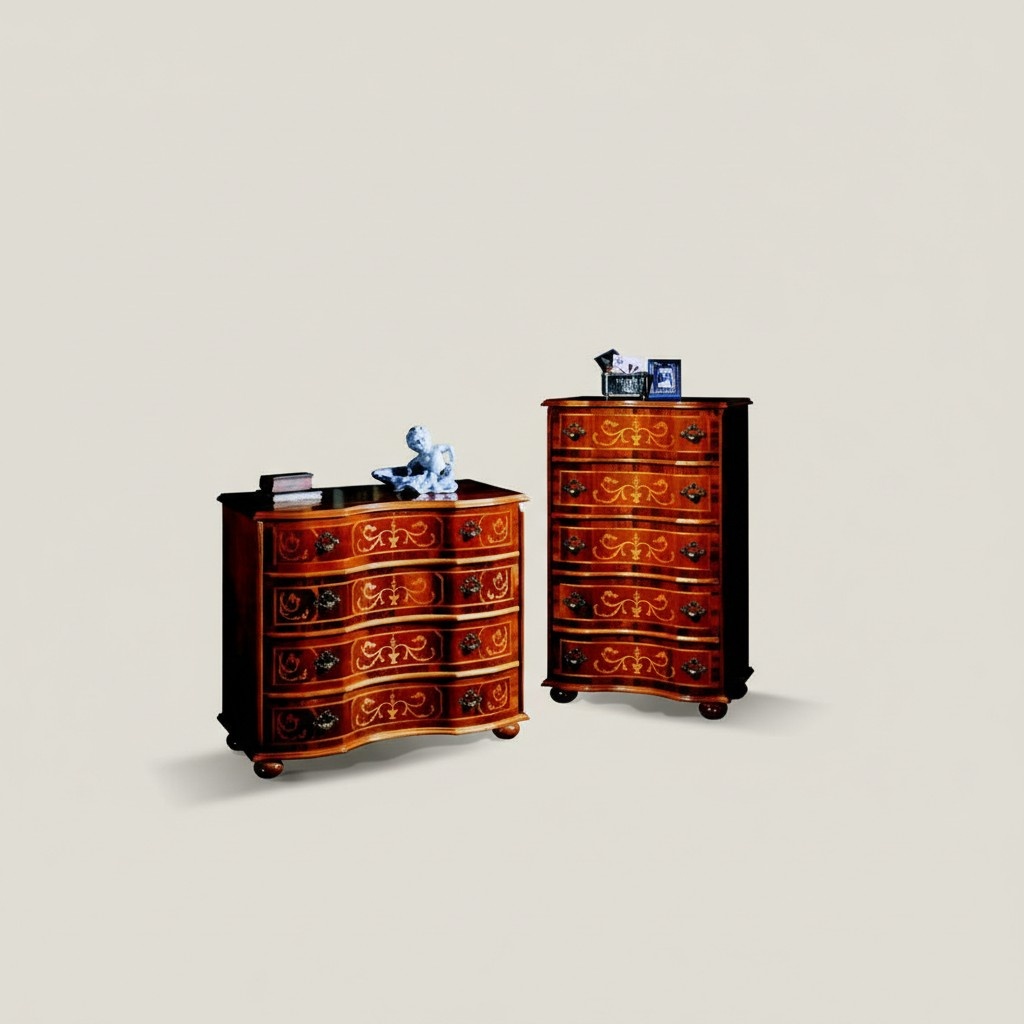 Italienische Holz Möbel Design Luxus Kommode Schrank 4 Schubladen Braun