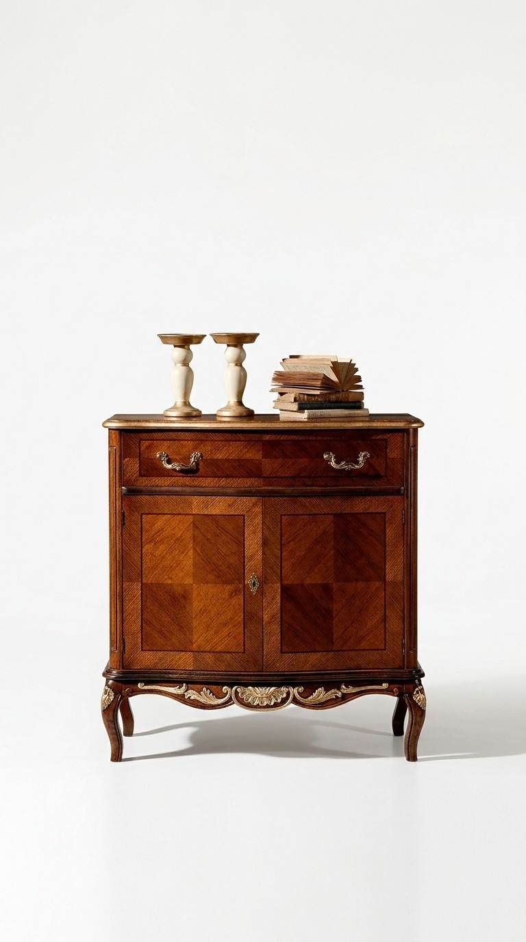 Italienische Holz Möbel Kommode Schrank mit 2 Türen und 1 Schublade