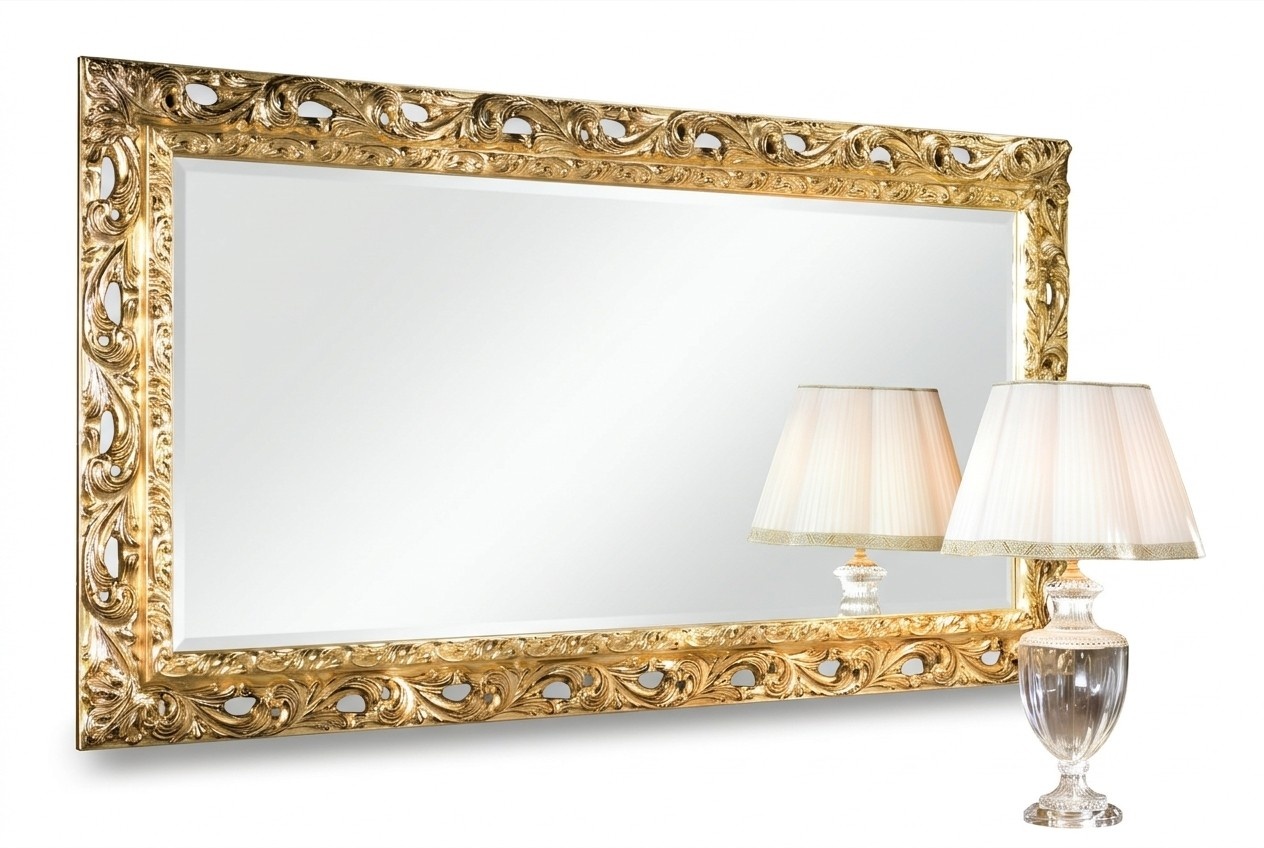 Italienische Klassischer Designer Spiegel Möbel Wandspiegel Holz Gold