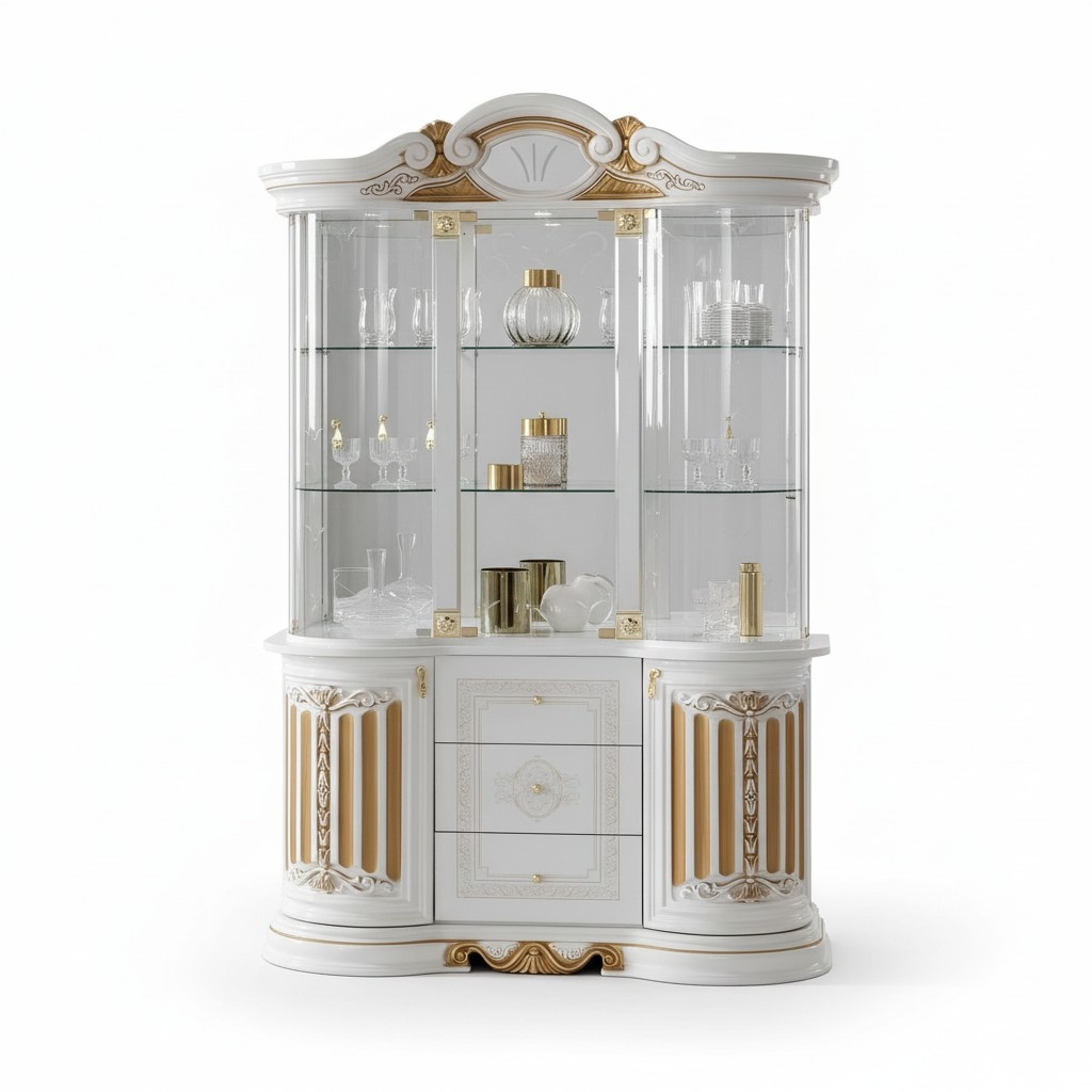 Italienische Luxus Möbel xxl Vitrine Kommodenschrank Glas Designer Schrank Neu