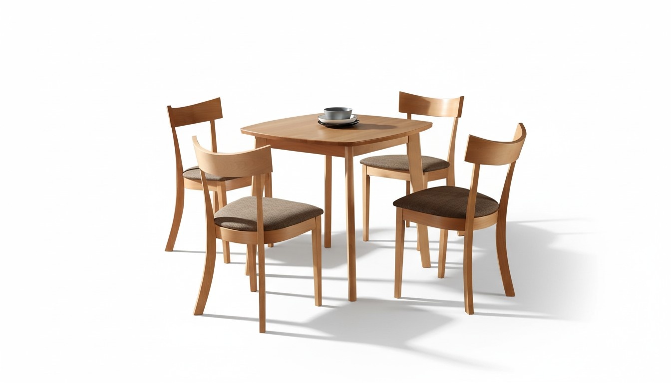 Italienische Möbel Designer Holz Tisch Sitz Polster Ess Zimmer 4x Stuhl Garnitur